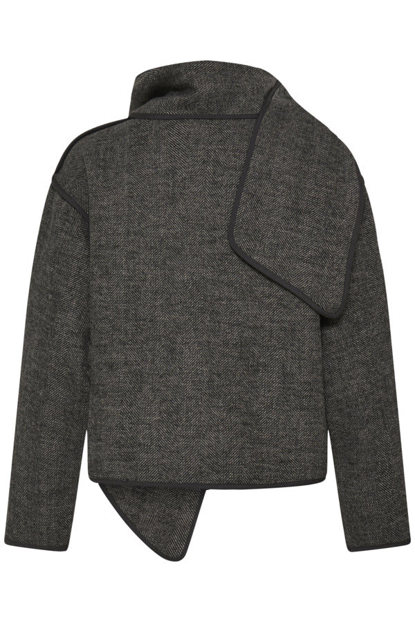ICHI Frava black herringbone jacket product back view