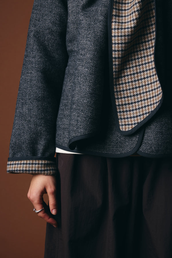 ICHI Frava black textured herringbone jacket lifestyle view