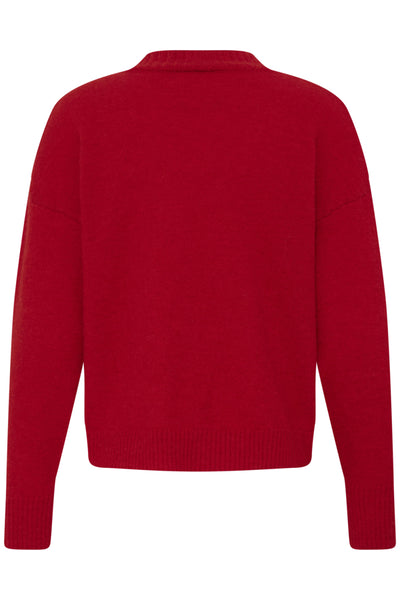 ICHI Sage Salsa red long sleeve jumper product back view