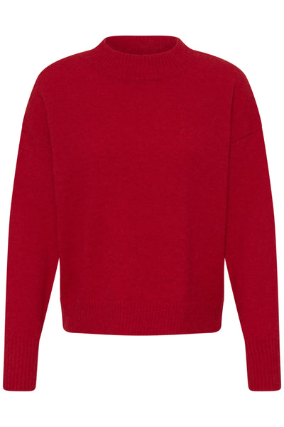 ICHI Sage Salsa red knitted jumper product front view
