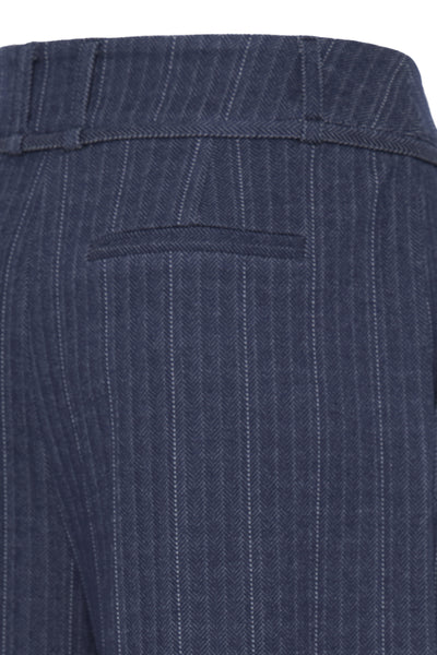 Back view of ICHI Kate Pinelle navy wide leg trousers