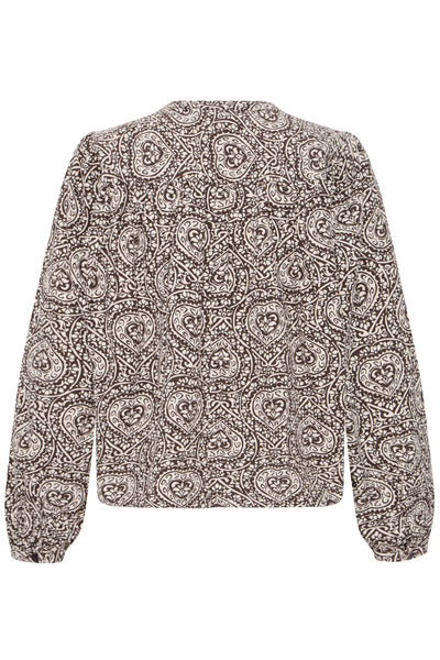 ICHI Katilio Brown Birch patterned cotton shirt product back view
