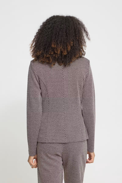 Back view of ICHI Kate Twillish brown and cream tailored blazer