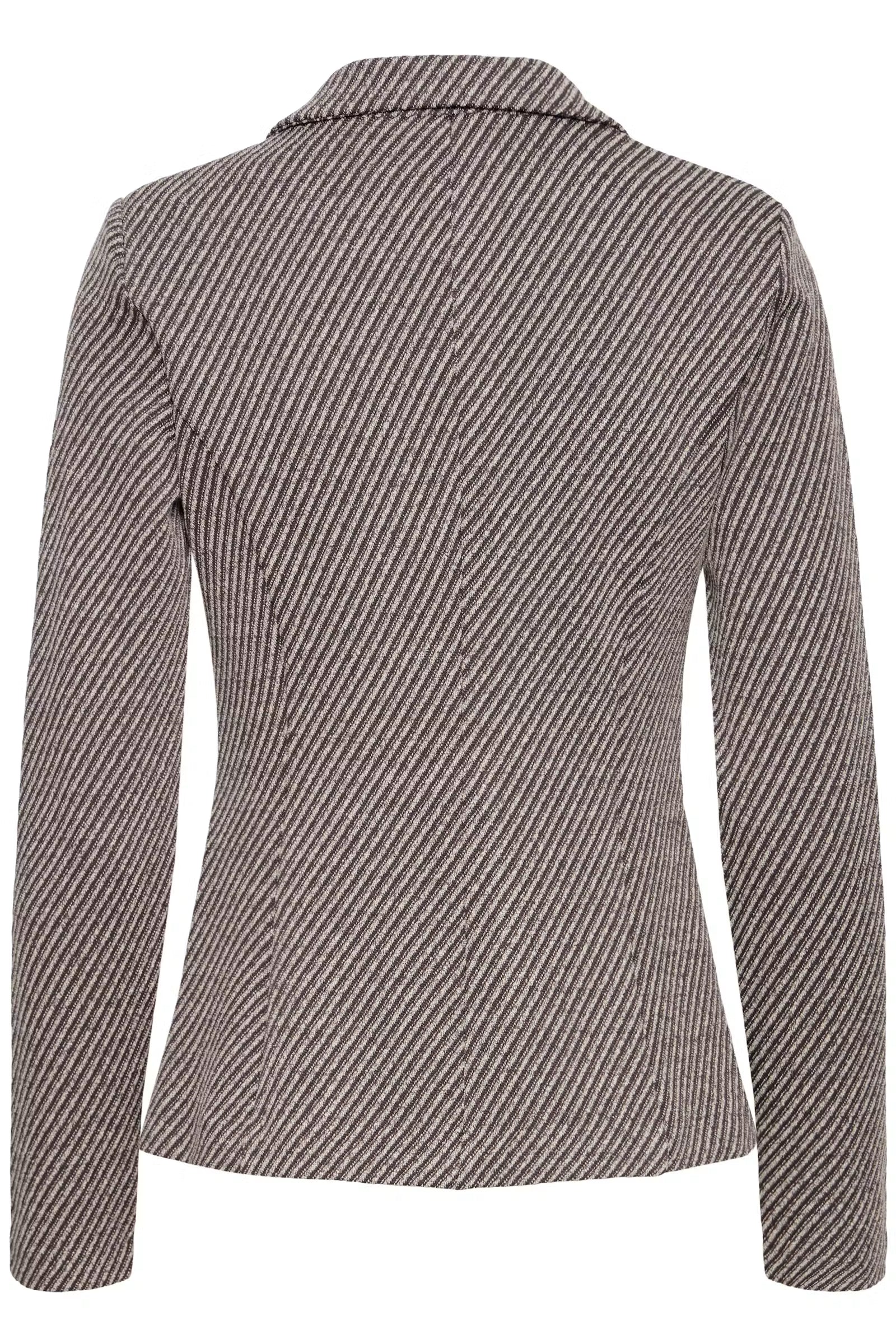 ICHI Kate Twillish brown and cream slim fit blazer product back view