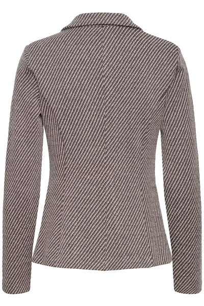 ICHI Kate Twillish brown and cream slim fit blazer product back view