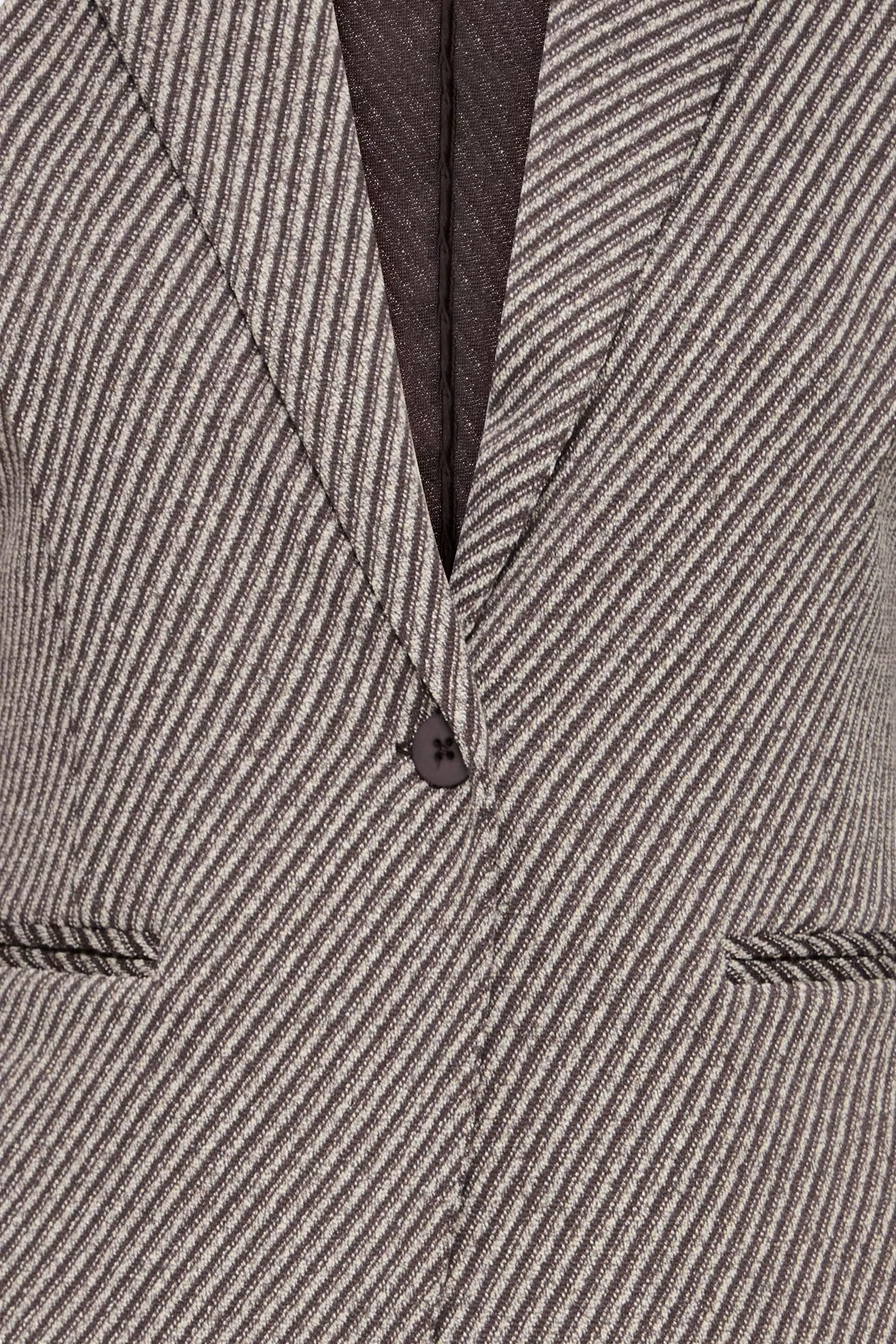 ICHI Kate Twillish brown and cream diagonal weave blazer detail