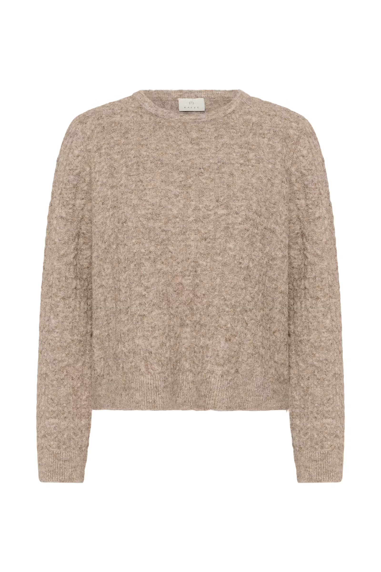Kaffe Melanie beige cable knit jumper product front view