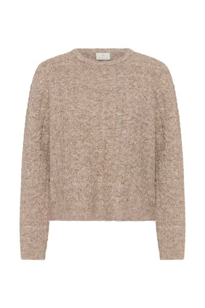 Kaffe Melanie beige cable knit jumper product front view
