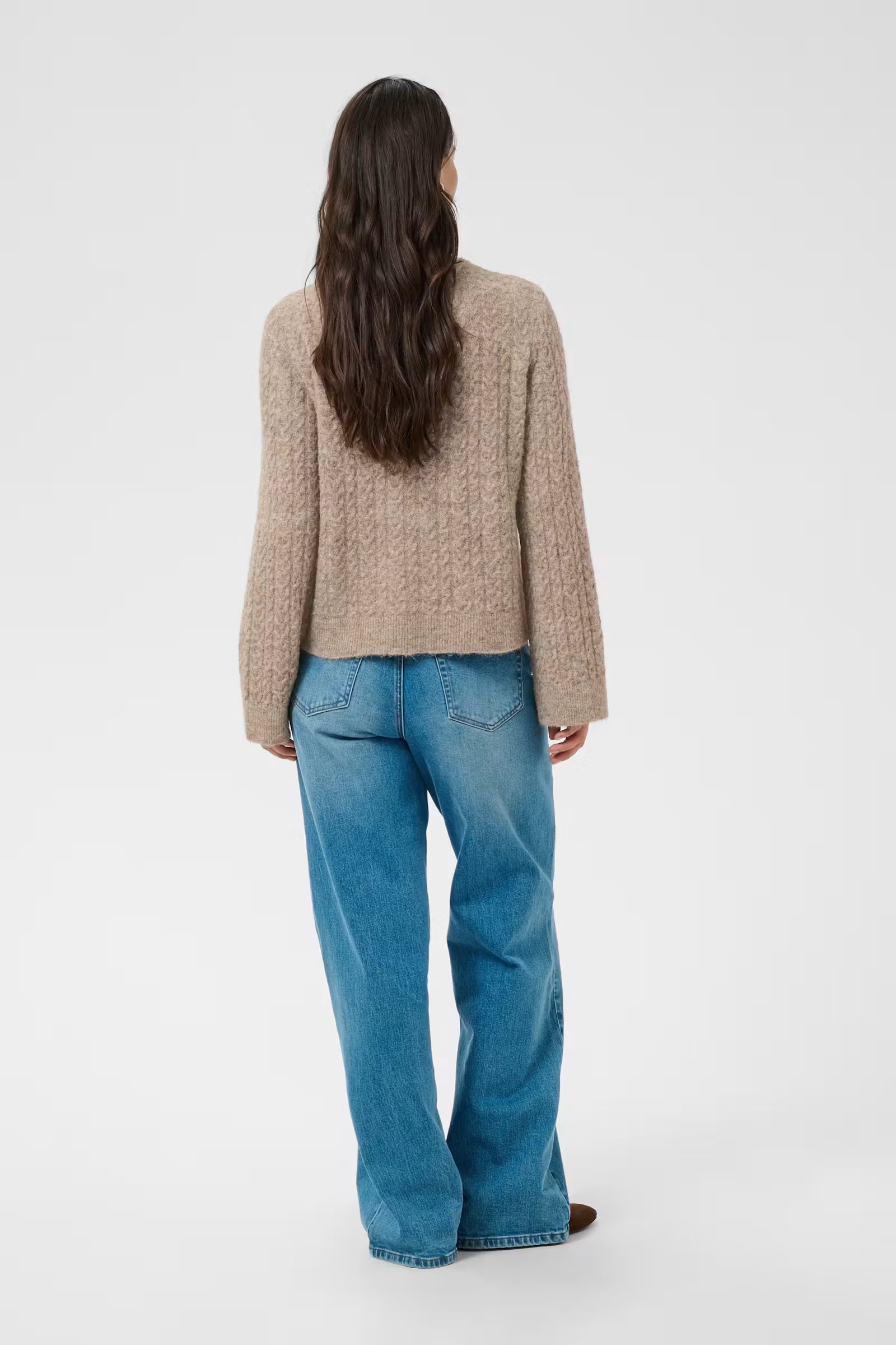 Back view of Kaffe Melanie beige textured knit jumper