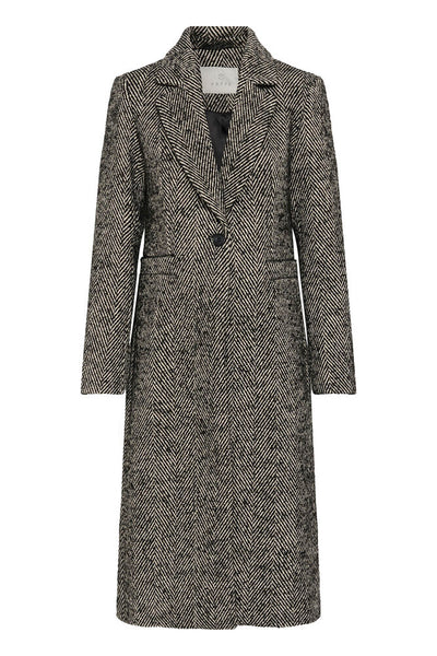 Kaffe grey tailored mid-calf coat product front view