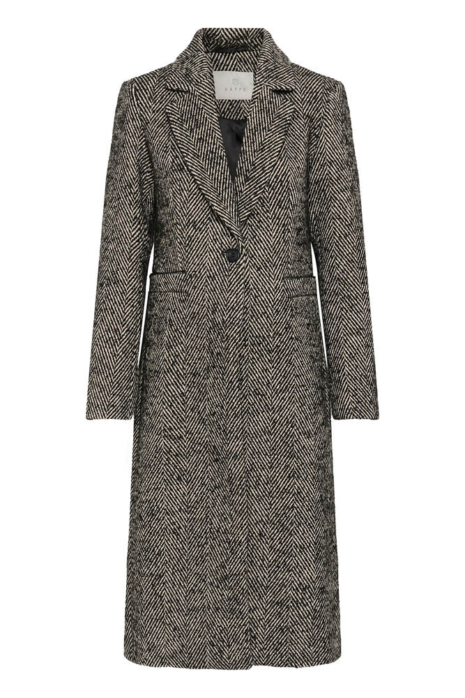 Kaffe grey tailored mid-calf coat product front view