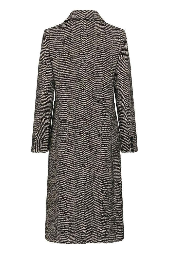 Kaffe grey tailored mid-calf coat product back view