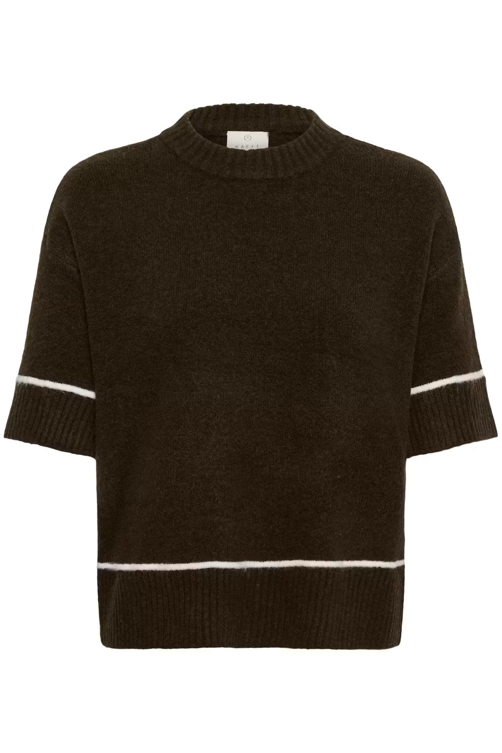 Kaffe Jinie coffee brown short sleeve knit jumper product front view