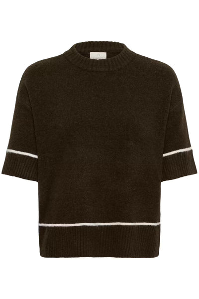 Kaffe Jinie coffee brown short sleeve knit jumper product front view
