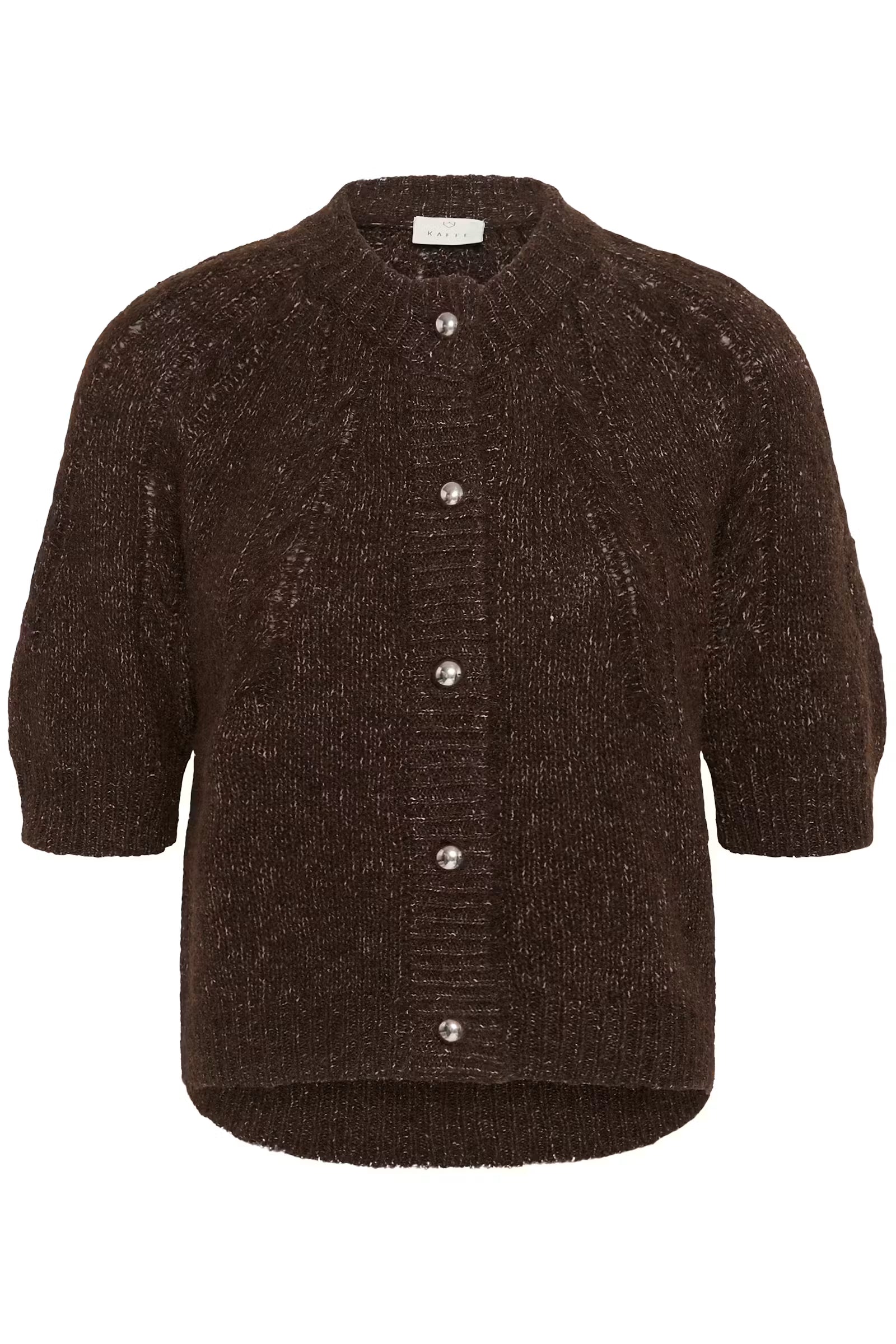 Kaffe Cionia brown textured button-front cardigan product front view