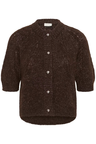 Kaffe Cionia brown textured button-front cardigan product front view