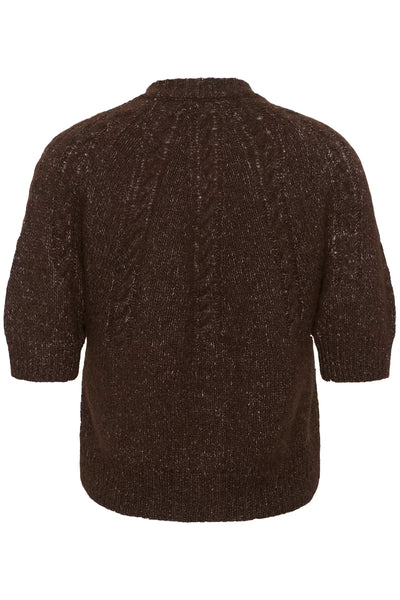 Kaffe Cionia Coffee Bean short sleeve knitted cardigan product back view