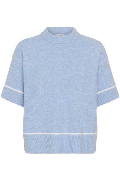 Kaffe Jinie light blue contrast trim knit jumper product front view