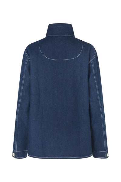 Lollys Laundry Edda dark blue cotton shirt jacket product back view
