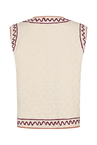 Lollys Laundry Honey plain cream quilted vest back view