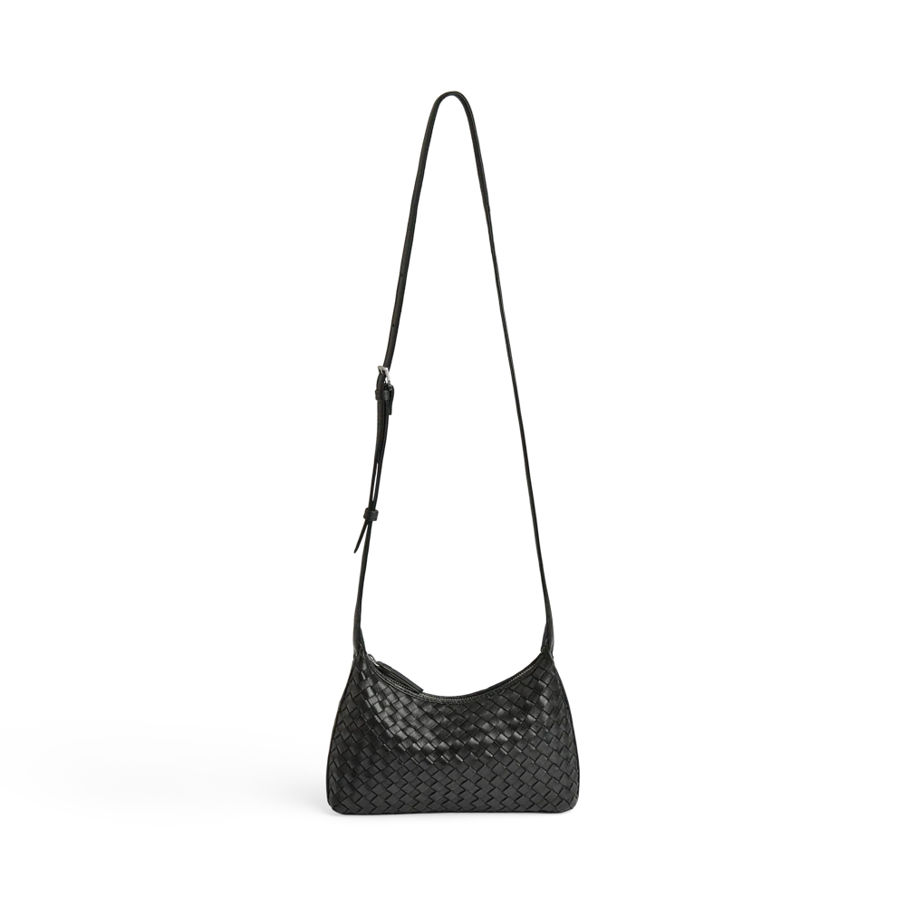 Markberg Avenya black hand-woven leather crossbody bag product view