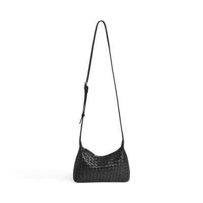 Markberg Avenya black hand-woven leather crossbody bag product view