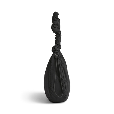 Markberg Ground black recycled bag side profile with drawstring detail