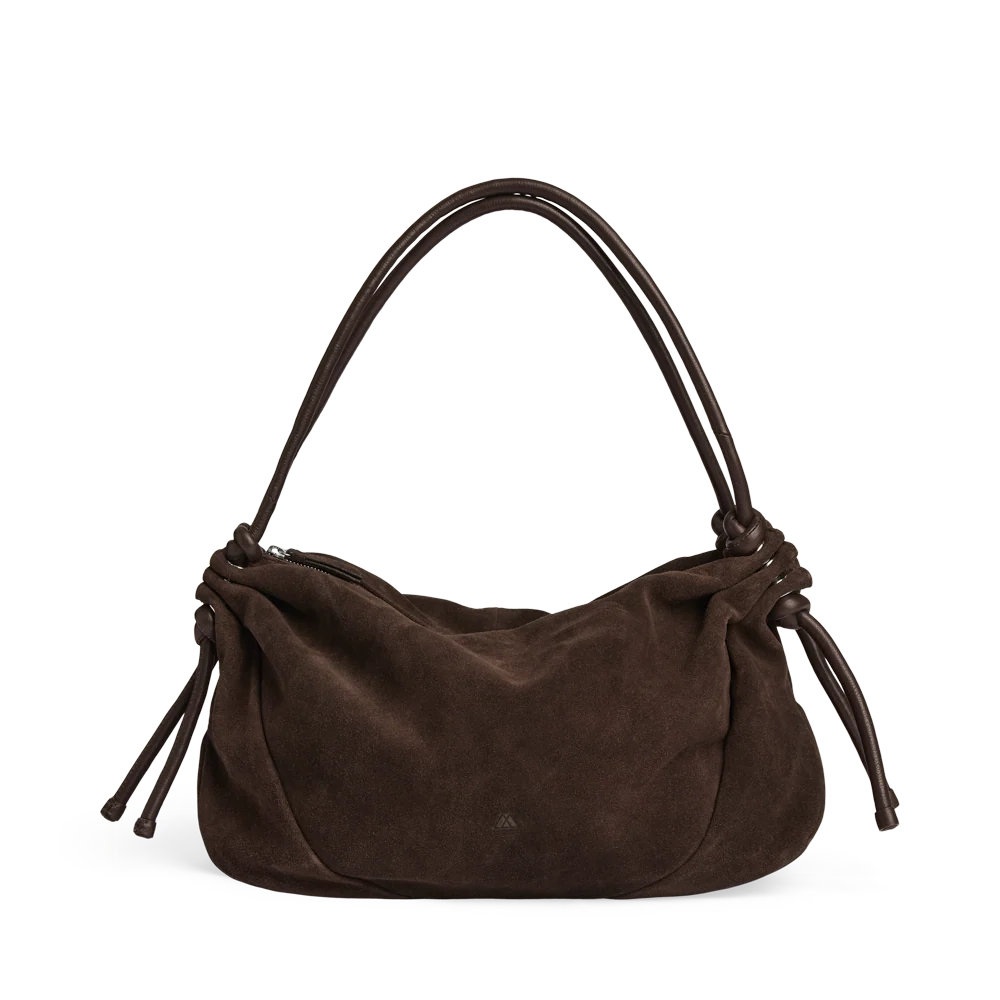 Markberg Reign brown suede shoulder bag front product view