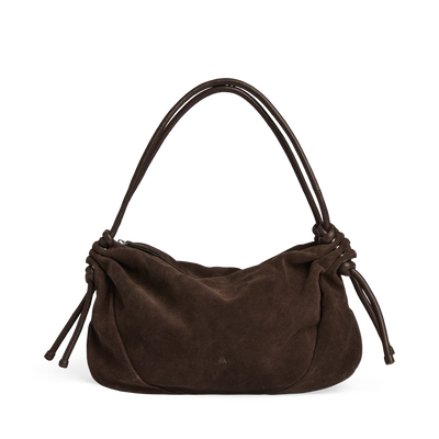 Markberg Reign brown suede shoulder bag front product view