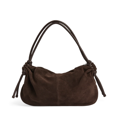 Markberg Reign Major Brown suede shoulder bag front view with double handles