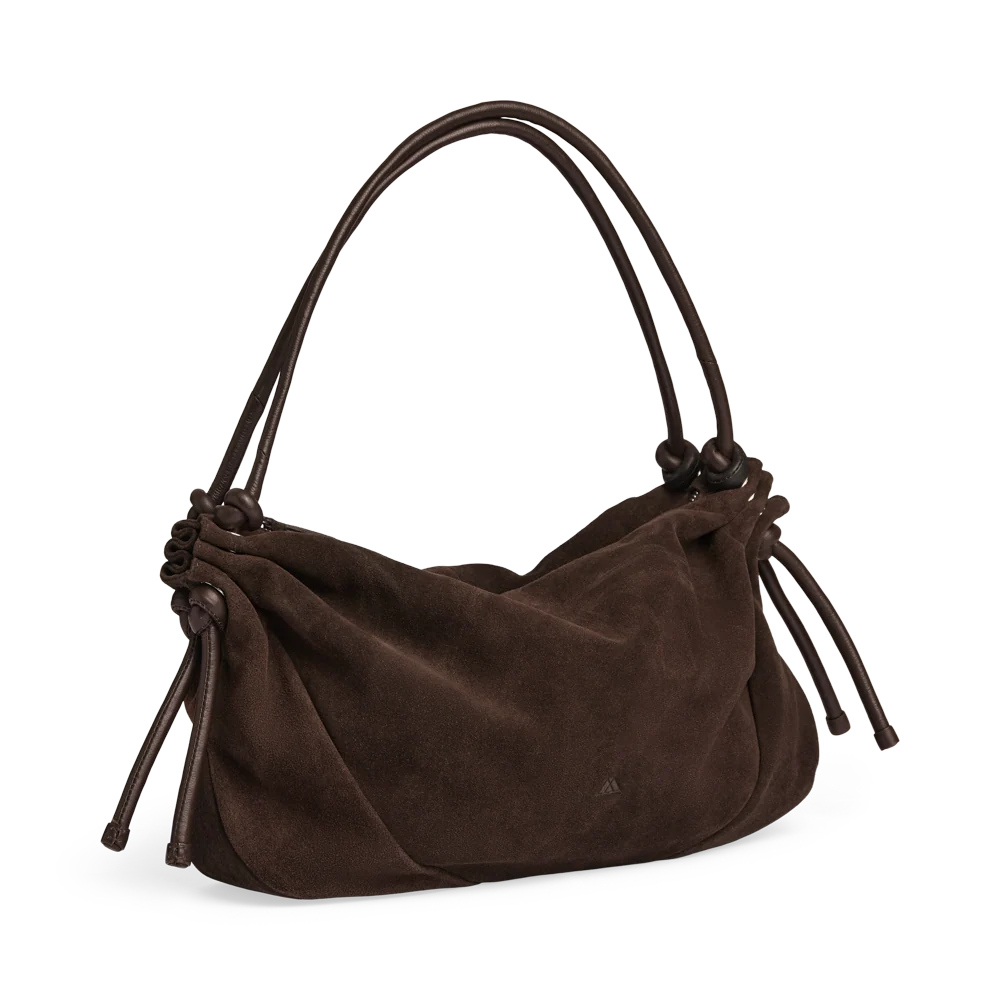 Markberg Reign brown suede bag three-quarter product view
