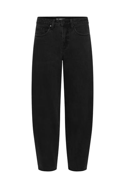 My Essential Wardrobe Baloo dark grey high-rise barrel leg jeans product front view
