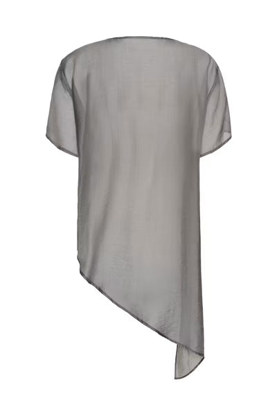 My Essential Wardrobe Smilla grey sheer boxy top product back view