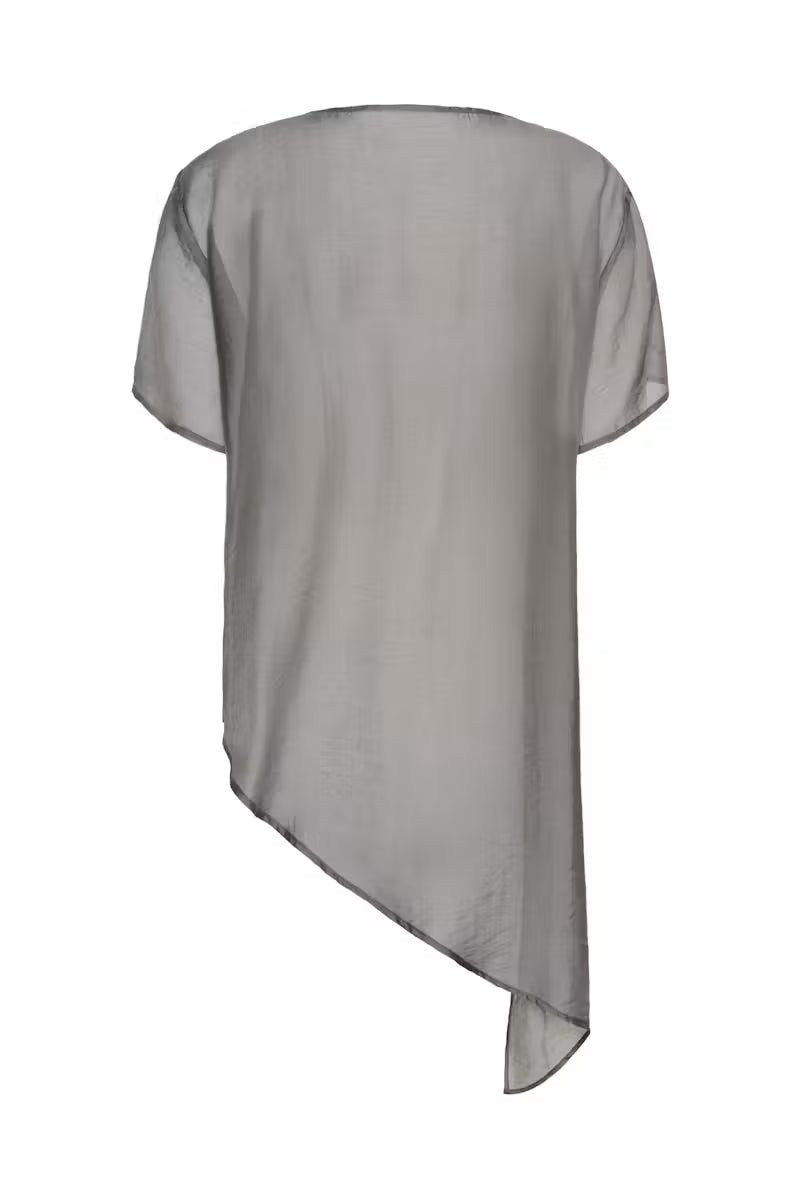 My Essential Wardrobe Smilla grey sheer boxy top product back view