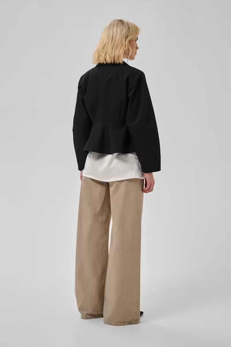 Back view of My Essential Wardrobe Evie cropped black blazer