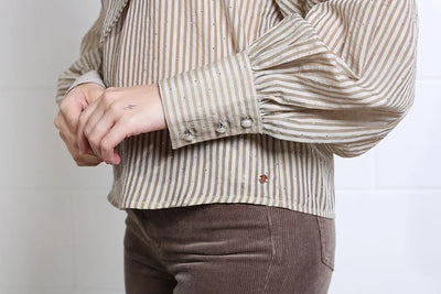 Rant & Rave Natalia pinstripe blouse with full sleeves and deep button cuffs
