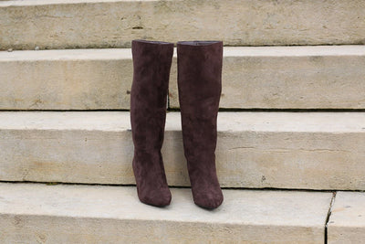 Rant & Rave Daisy chocolate brown long boots front view