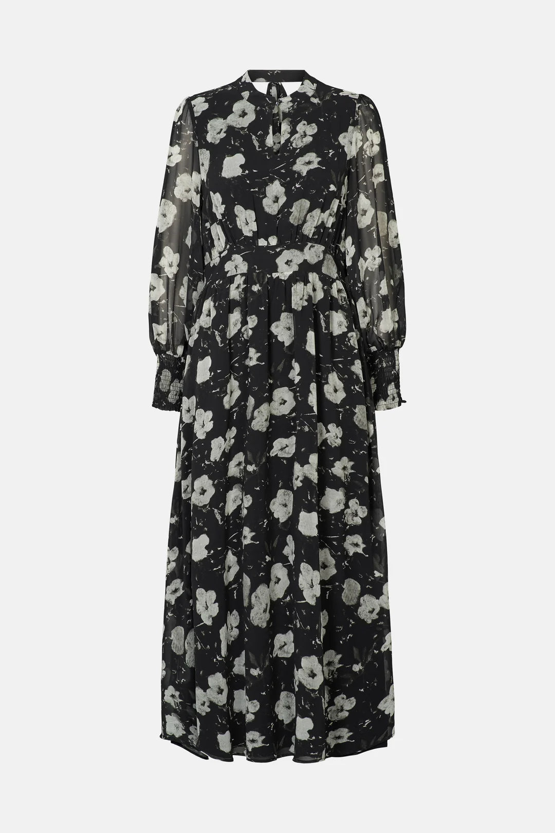 Rue de Femme Paxton black floral midi dress back view