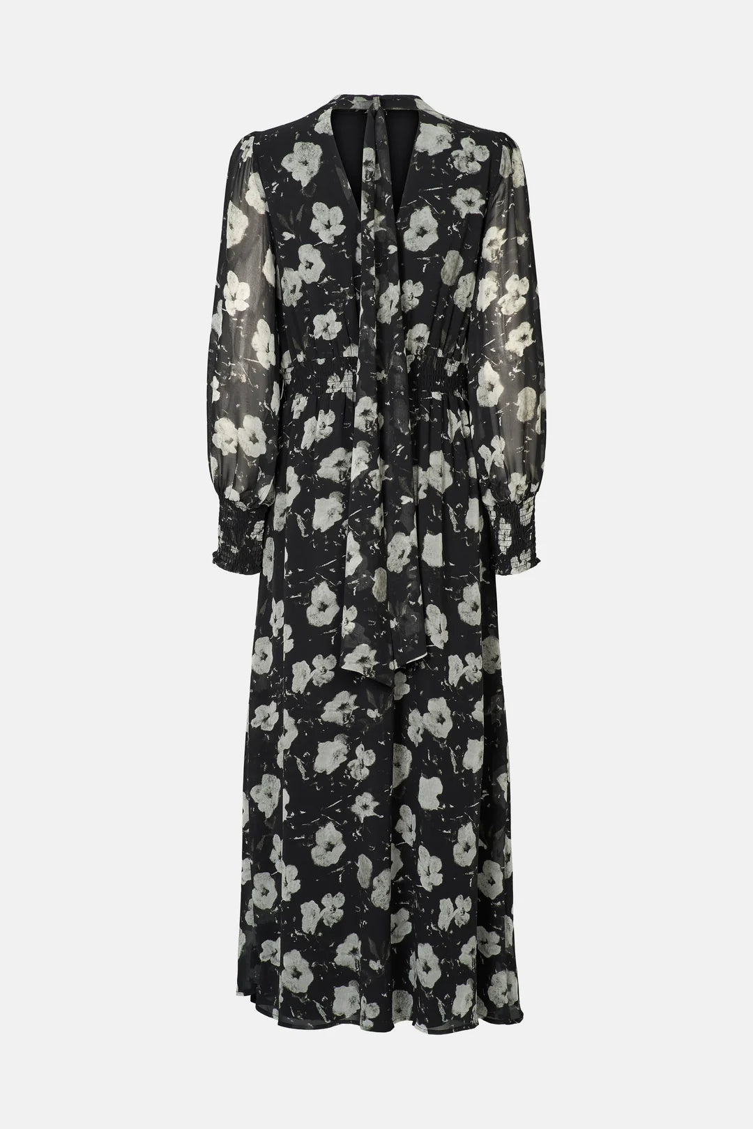 Full-length view of Rue de Femme Paxton tie-neck midi dress