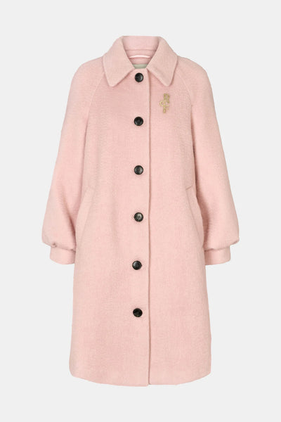 Rue de Femme Addison pink knee length coat product front view