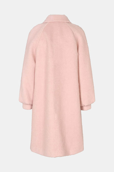 Rue de Femme Addison blush pink balloon sleeve coat product back view