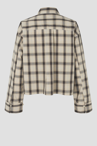 Second Female Liria neutral check cotton shirt product back view