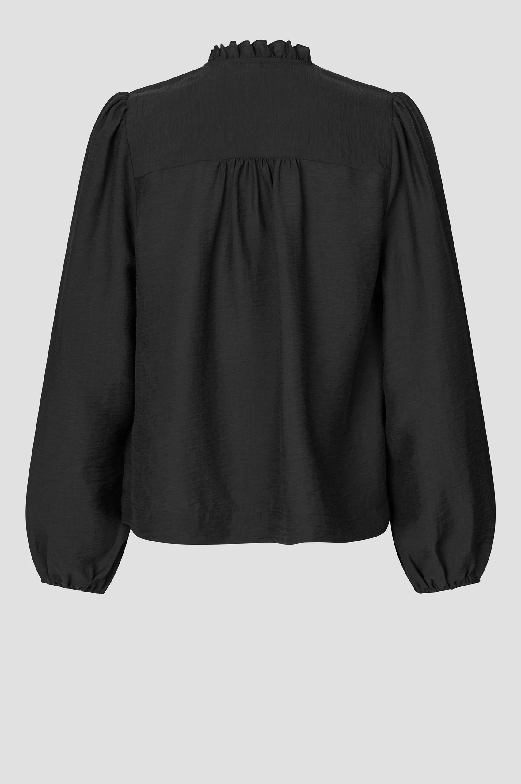 Second Female Rayna black long sleeve blouse product back view