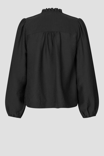 Second Female Rayna black long sleeve blouse product back view